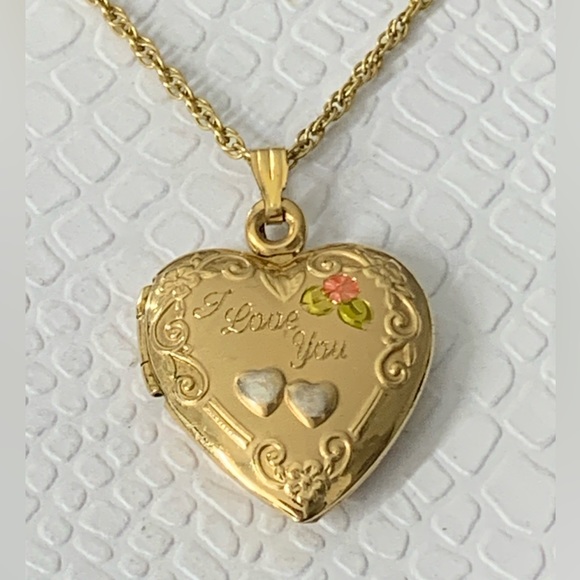 1/20 14K Gold I Love You Locket Pendant Necklace 16” - Picture 3 of 14
